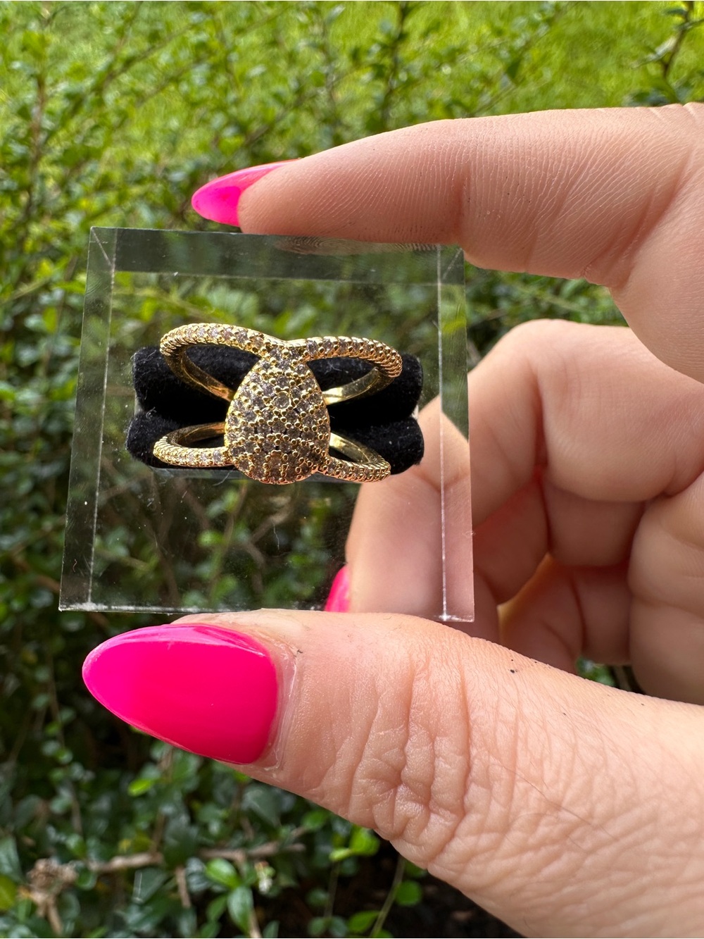 Gold Pavé Teardrop Statement Ring - Gold